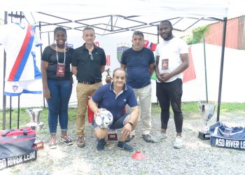 Right: Joanah (Obaland Magazine reporter), mr Gino Pelella (President of River 1951),, Vice President of River 1951, Odion Paul (Sports critic)
