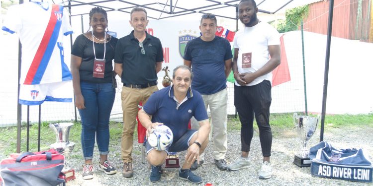 Right: Joanah (Obaland Magazine reporter), mr Gino Pelella (President of River 1951),, Vice President of River 1951, Odion Paul (Sports critic)