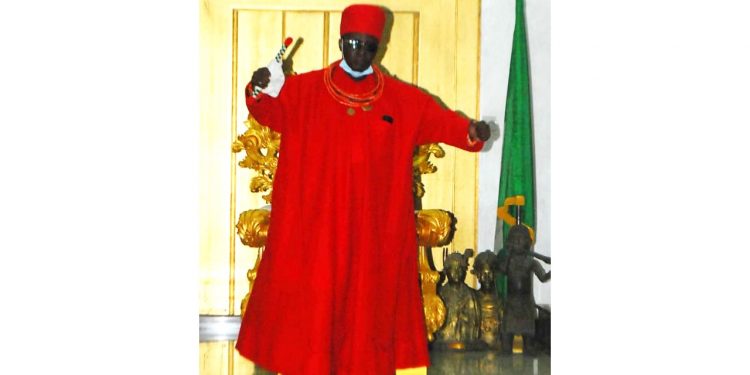 Oba of Benin with Palace Chiefs and Enigies on the Repatriation of the Looted Benin Artifacts.