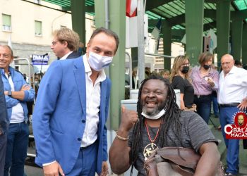 From left: Piedmont region's president Alberto Cirio,(Nigeria King of Reggae) Winning Jah