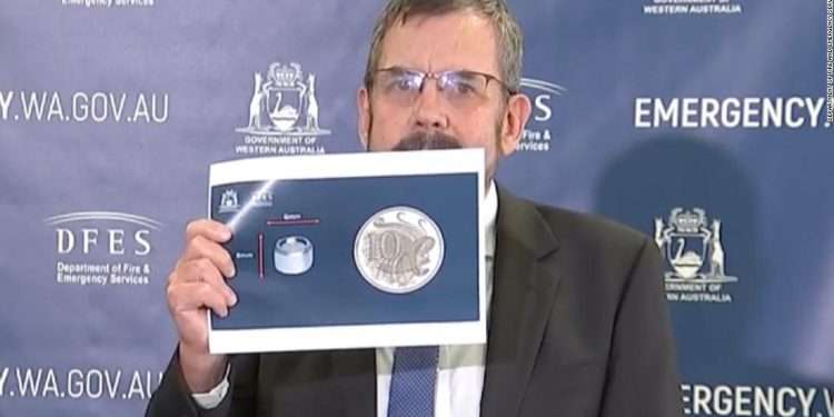 There has been a disappearance in Western Australia of a tiny radioactive capsule.