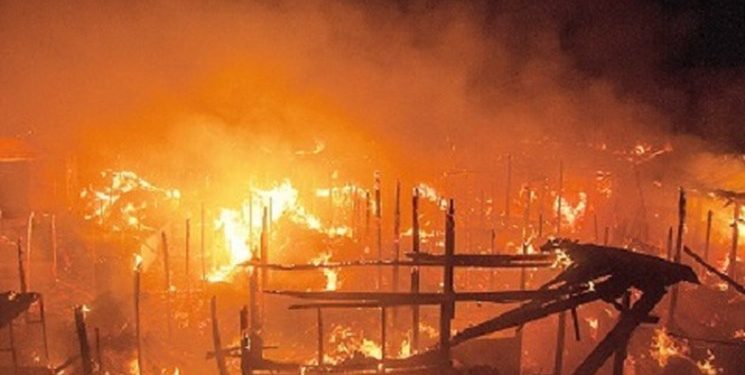 On June 23, 2023, traders count losses as a fire gutting the Ogun market
