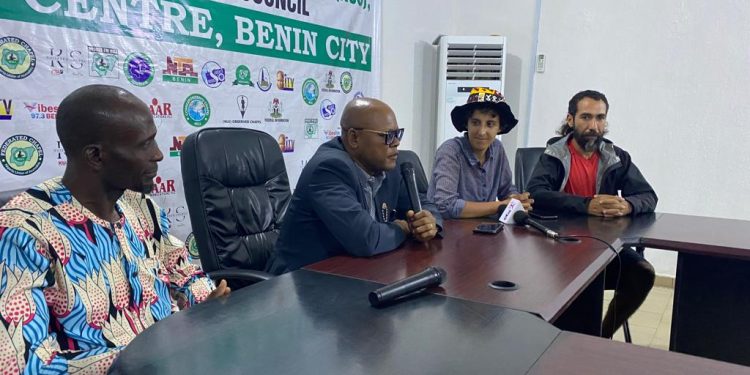 Tourists from Tunisia visits Nigeria on a bicycle