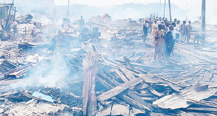300 shops destroyed in fire at Lagos market; traders complain
