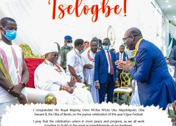 Gov Obaseki celebrates with Oba of Benin on Igue Festival