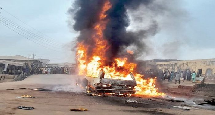 Fire razes bus conveying petrol for illegal sale