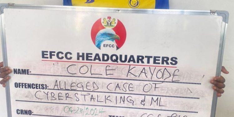 The Economic and Financial Crimes Commission (EFCC) has detained a man named Kayode Cole for issuing a death threat against its Chairman,