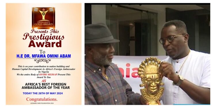 Ambassador MFawa Omini Abam: Honored as African Best Ambassador of the Year