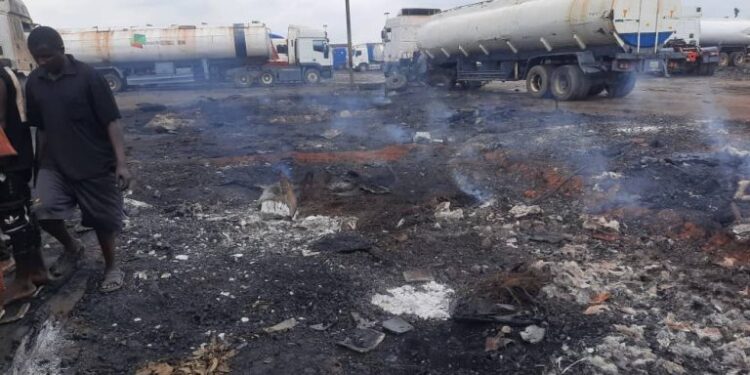 Late-Night Fire Engulfs Trailer Park in Ogun State, Destroying Tanker and Shops