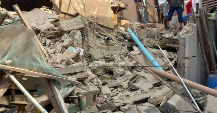 Panic as Two-Storey Building Collapses in Lagos