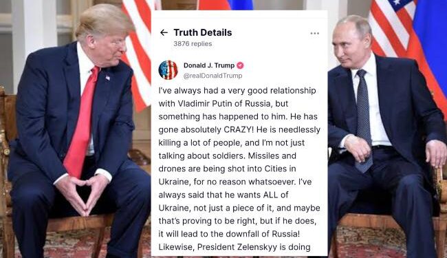 Trump Slams Putin as 'Absolutely Crazy' After Record Russian Aerial Assault on Ukraine