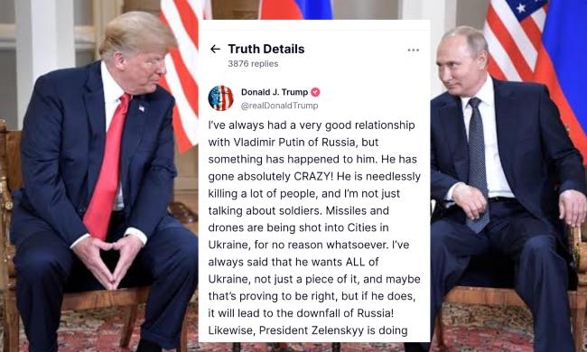 Trump Slams Putin as 'Absolutely Crazy' After Record Russian Aerial Assault on Ukraine