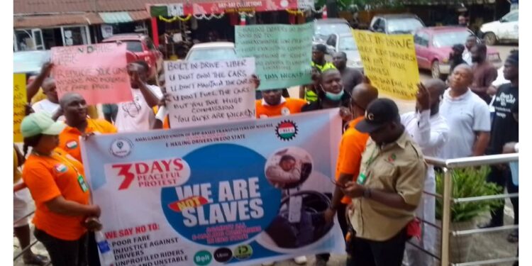 Edo App-Based Drivers Protest Exploitation, Demand Fair Treatment from Bolt, Uber, In-Drive