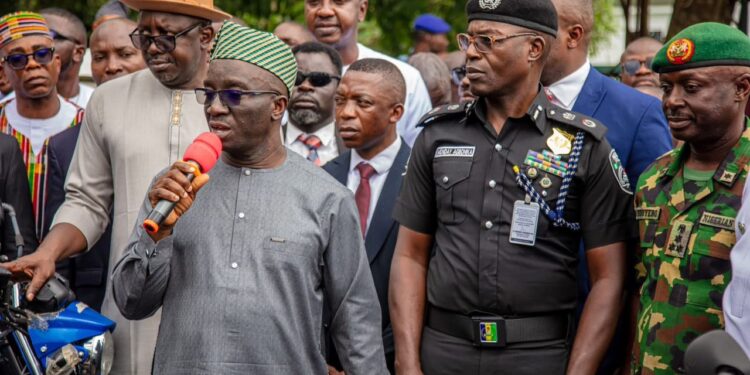 Okpebholo Reads Riot Act to Criminals, Equips Security Agencies with 300 Motorbikes