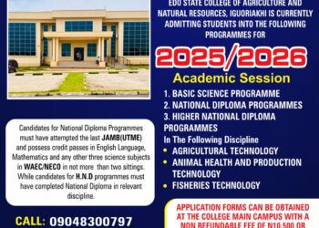 Edo College of Agriculture, Iguoriakhi Opens 2025/2026 Admission