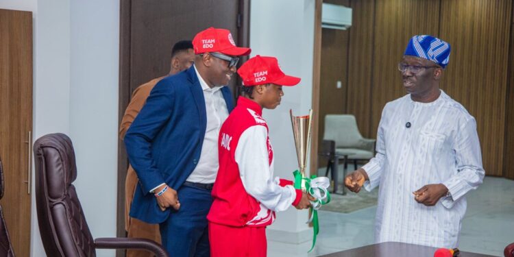 GOV. OKPEBHOLO REWARDS TEAM EDO WITH ₦10M FOR OUTSTANDING PERFORMANCE AT NATIONAL YOUTH GAMES