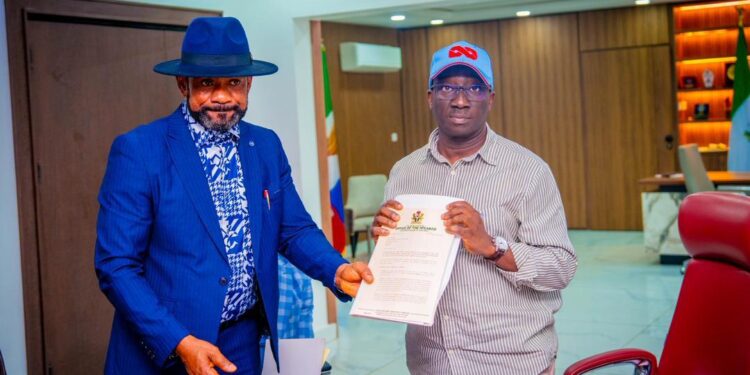 Okpebholo Receives MOWAA, Radisson Hotel Probe Report, Swears in New Commissioner