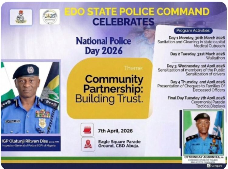 Edo Police Launch Statewide Outreach, Walkathon, Medical Drive for 2026 National Police Day