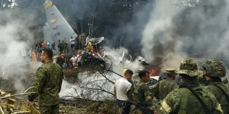 A military transport plane crashed in Colombia's southern Amazon region, killing at least 80 troops