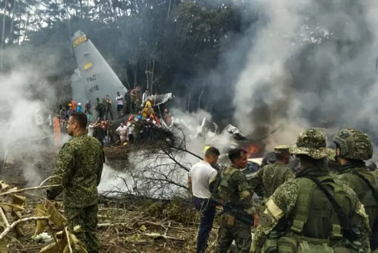 A military transport plane crashed in Colombia's southern Amazon region, killing at least 80 troops