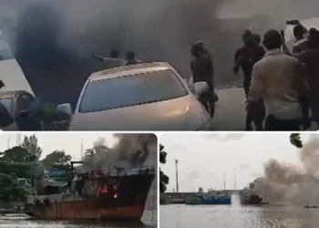 Fire Guts Ship at Kirikiri Canal, One Injured