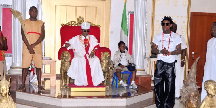 Oba of Benin Hosts Shallipopi, Praises Singer for Promoting Edo Culture