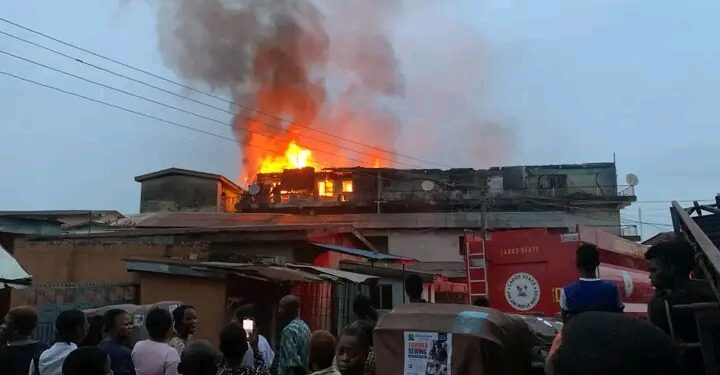 “Two Lagos Firefighters Hospitalized After Electrical Surge Sparks Blaze in Ketu Ikosi Three Storey Building”