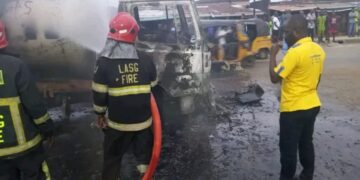 “Gas Tanker Fire Contained in Lagos as Emergency Responders Avert Potential Disaster”