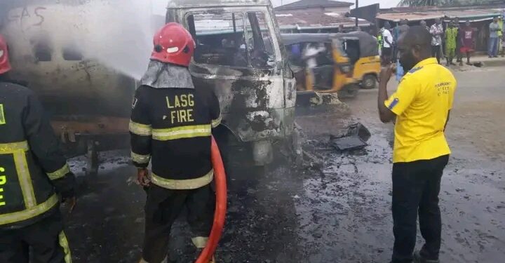 “Gas Tanker Fire Contained in Lagos as Emergency Responders Avert Potential Disaster”