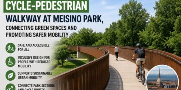 Turin Opens New Accessible Cycle Pedestrian Walkway at Meisino Park, Connecting Green Spaces and Promoting Safer Mobility.