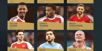 BRUNO FERNANDES, HAALAND, RICE DON LEAD 2026 PFA PREMIER LEAGUE TEAM WEY BEST PLAYERS DEY.