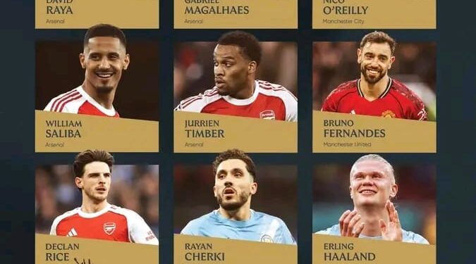 BRUNO FERNANDES, HAALAND, RICE DON LEAD 2026 PFA PREMIER LEAGUE TEAM WEY BEST PLAYERS DEY.