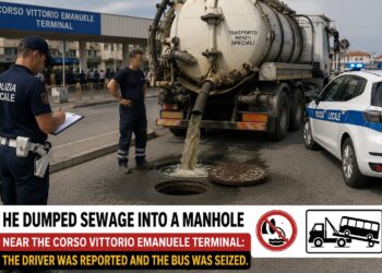 Na im pour dirty water for manhole near Corso Vittorio Emanuele terminal, dem report the driver and dem carry the bus comot.