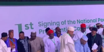 Tinubu, Obi, Atiku's Camp And Other Candidates Sign Peace Accord, Pledge Issue-Based Campaigns