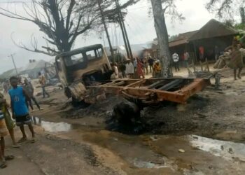 Petrol Tanker in Cross River Has Claim  One Life, Injures Another as Fire Spreads to Shops.