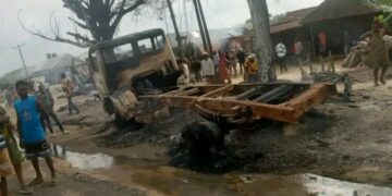 Petrol Tanker in Cross River Has Claim One Life, Injures Another as Fire Spreads to Shops.