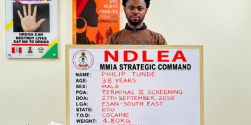 NDLEA Arrests Italy-Bound Businessman With 4.8kg Cocaine Hidden in Shoes and Bag