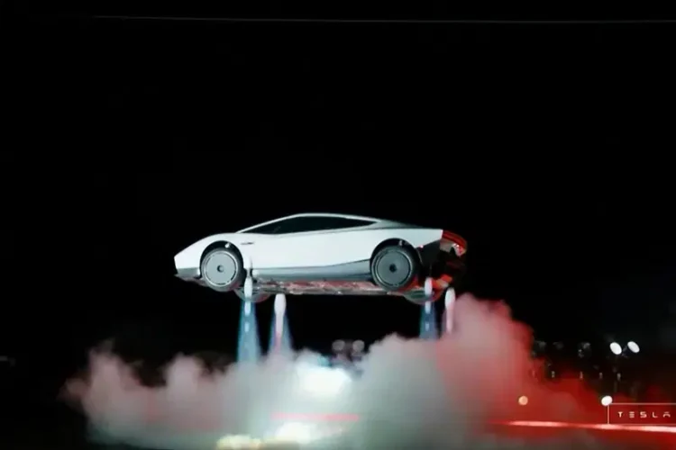 Elon Musk Unveils Flying Tesla Roadster With SpaceX Rocket Technology
